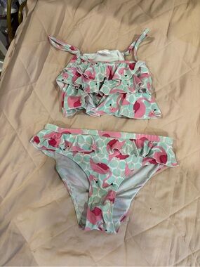 Ruffle Flamingo Two-Piece Kids Bikini - Pink & Aqua